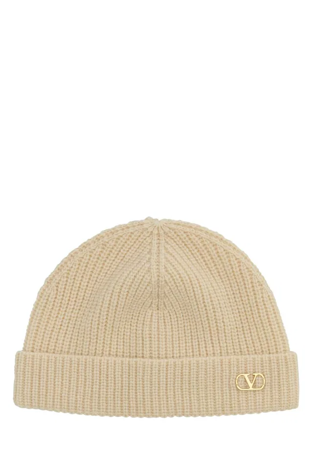 Valentino Garavani Beanie Cashmere — Beige Exterior: Beanies in Beige Cashmere from HEWI