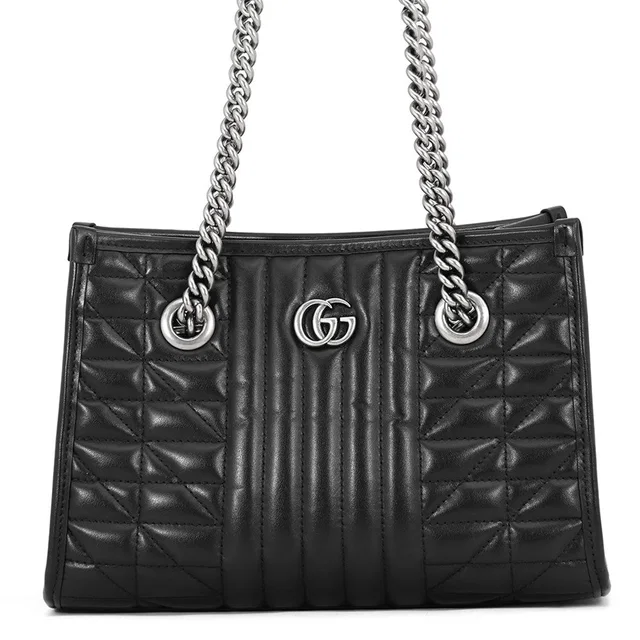 Gucci GG Marmont Chain Tote Bag Black681483 UM8BN 1000 Leather Size Small in Leather from GALLERY RARE