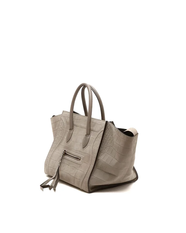 Celine Crocodile Embossed Nubuck Luggage Phantom Tote Bag in Suede from A Retro Tale, photo 2 of 9