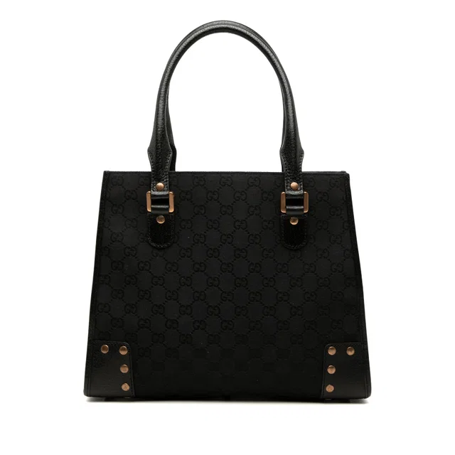 Black Gucci GG Canvas Nailhead Tote in Black Canvas from Designer Revival