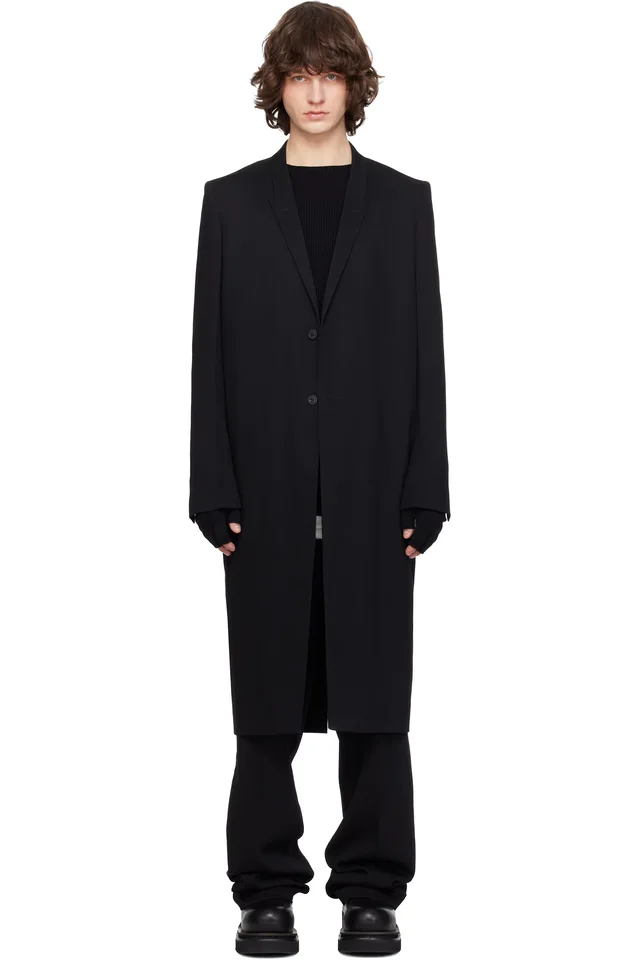 Rick Owens Black Temple Concordian Coat, image 1 of 1 from SSENSE