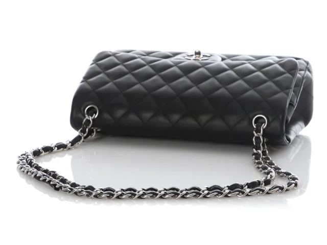 Chanel Jumbo Black Quilted Lambskin Classic Double Flap in Black Lambskin from Ann's Fabulous Finds, photo 8 of 10