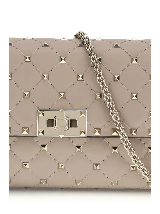 Valentino Garavani Rockstud Spike Shoulder Bag — Pink Nappa Leather in Pink Nappa leather from HEWI
