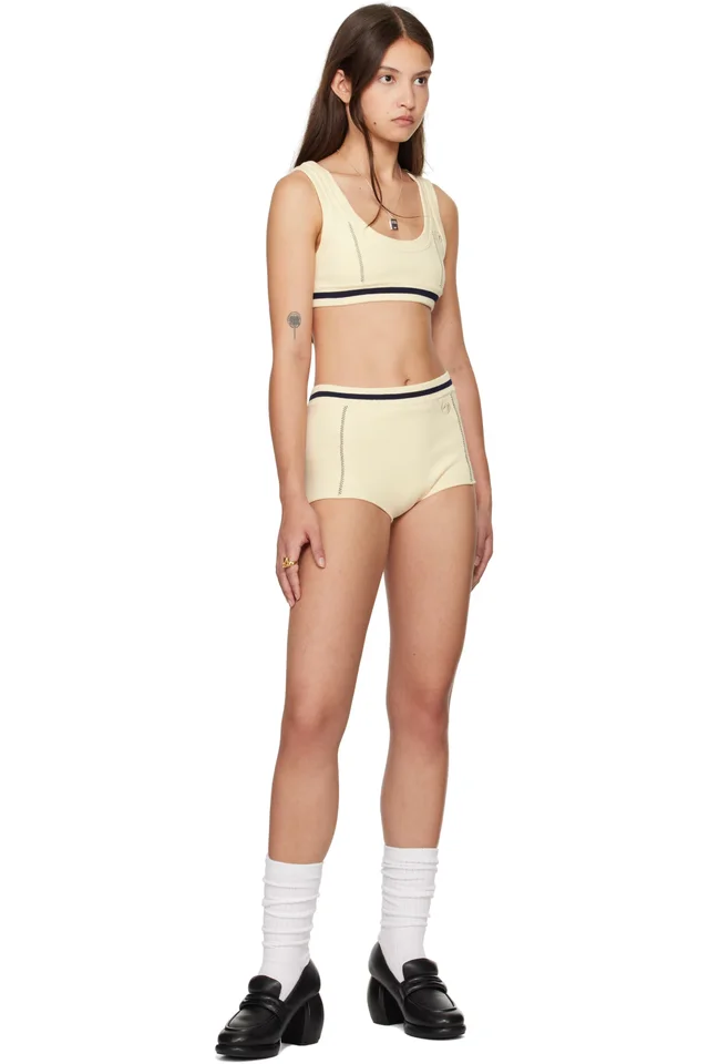 AMBUSH Off-White Contrast Stitch Culotte Shorts, photo 4 of 4 from SSENSE