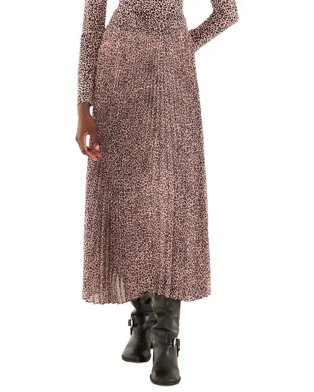 FARM Rio Baby Leopard Pink Pleated Maxi Skirt, image 1 of 1 from Gilt