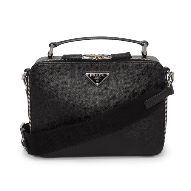 Prada Saffiano Medium Brique Bag in Black Saffiano leather from Blue Spinach
