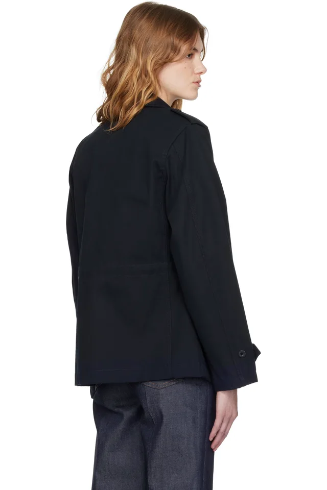 A.P.C. Navy Belted Jacket, photo 3 of 4 from SSENSE