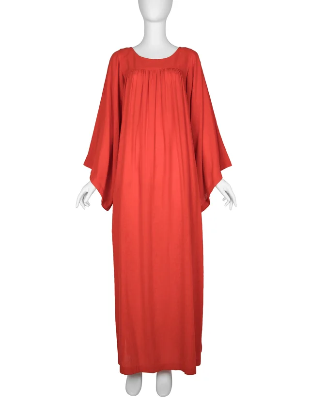 Saint Laurent Vintage 1970s Most Perfect Tomato Red Cotton Caftan Dress in Red from Amarcord Vintage Fashion