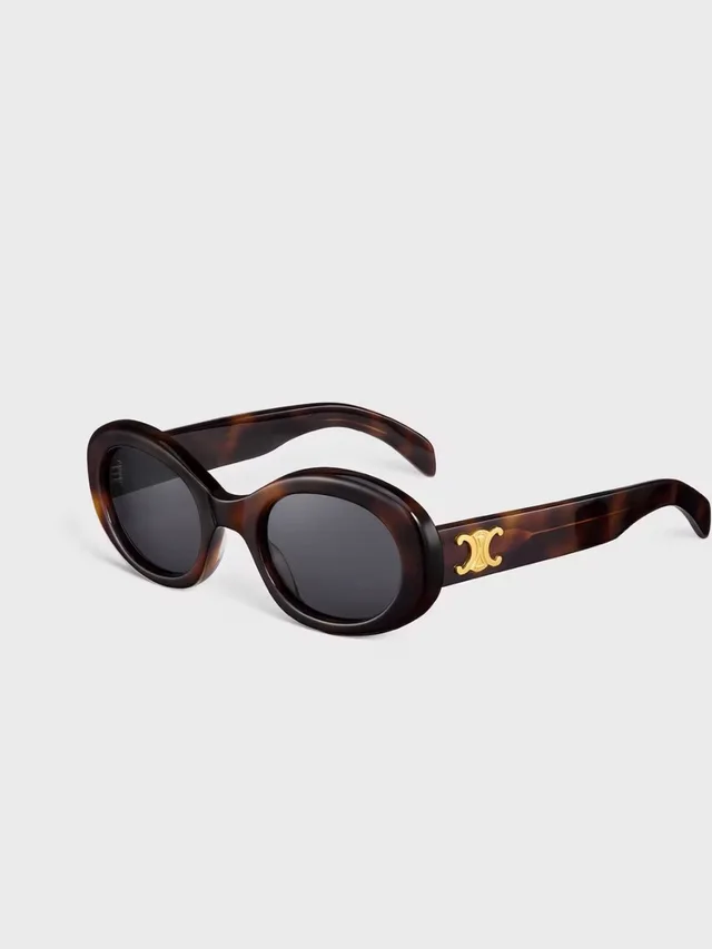 Celine Triomphe 01 Sunglasses In Acetate Oval Sunglasses With Gold Accent in black|brown|red from Poshmark