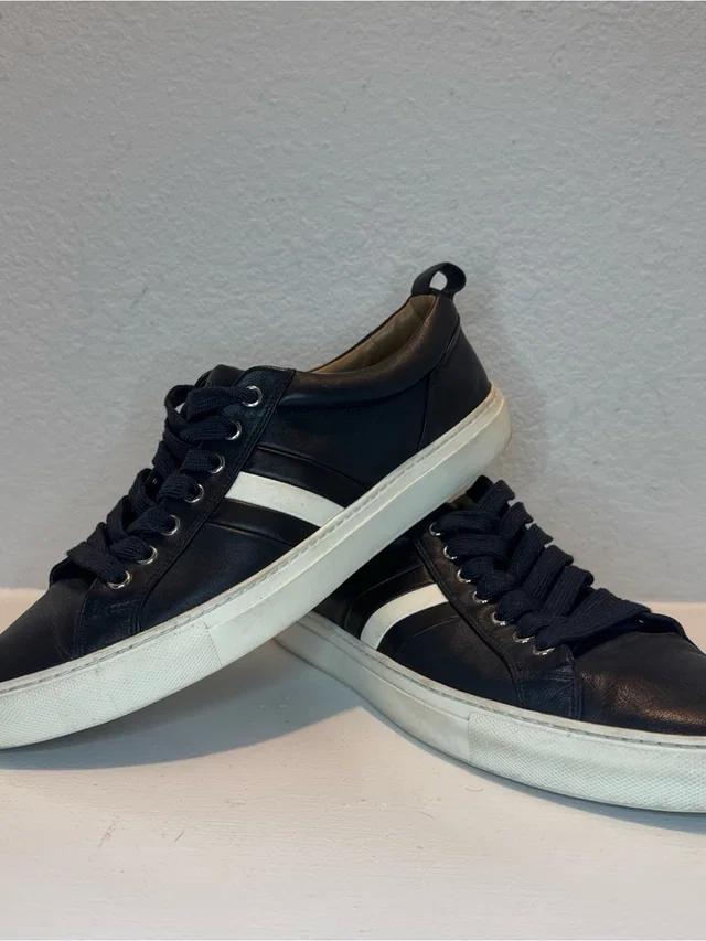 Bally Hendris Black Leather Lace Up Casual Sneakers Men’s Size Eu 9.5e /Us 10.5d in blue|white Leather from Poshmark