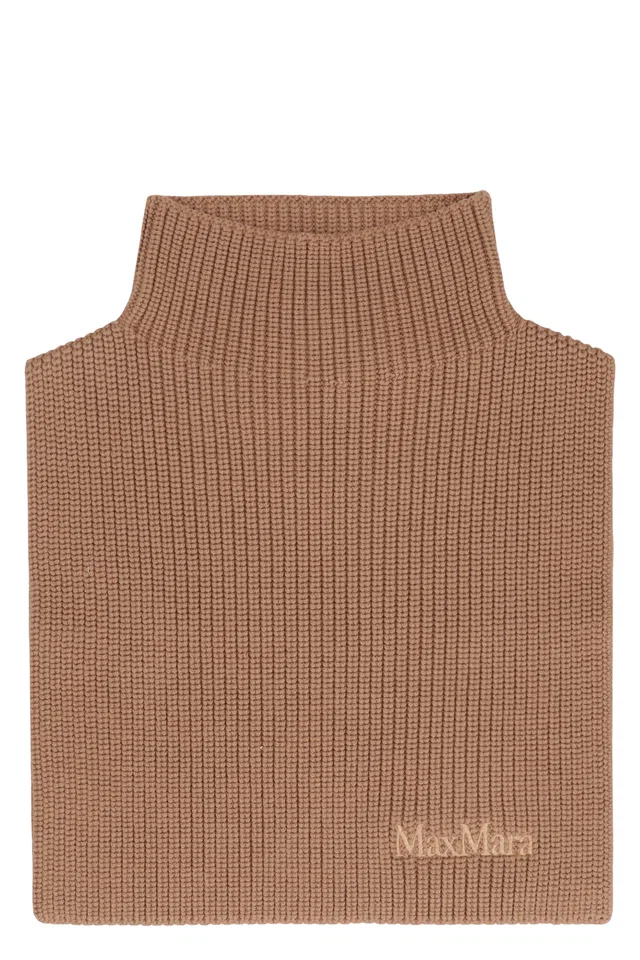 Max Mara Orsola Scarf — Camel Virgin Wool Scarfs in Brown Wool from HEWI