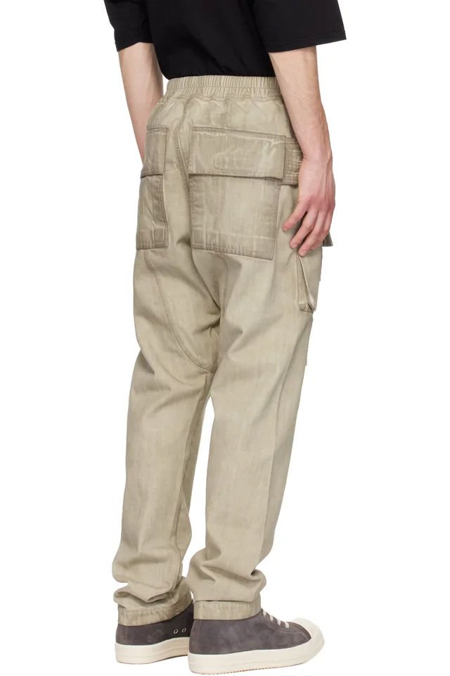 Rick Owens DRKSHDW Beige Temple Creatch Denim Cargo Pants, photo 3 of 4 from SSENSE