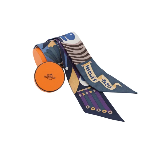Hermès Twilly Parade En fanfare Blue Purple in Blue Silk from Ginza Xiaoma, photo 4 of 4