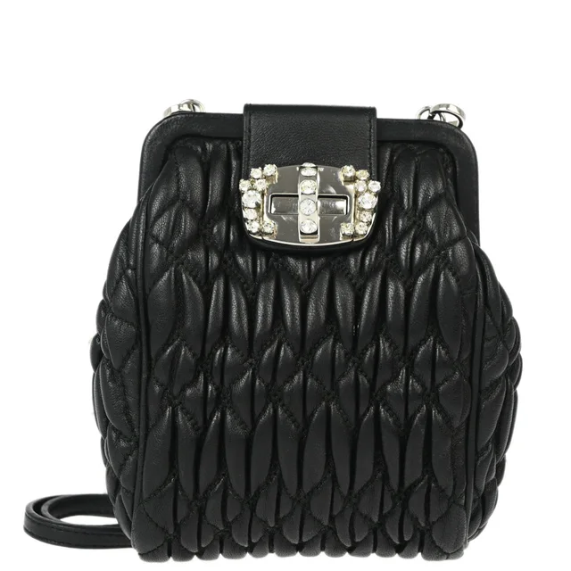 Miu Miu Black Lambskin Matelasse Shoulder Bag 194 in Black Lambskin from AMORE Vintage Tokyo