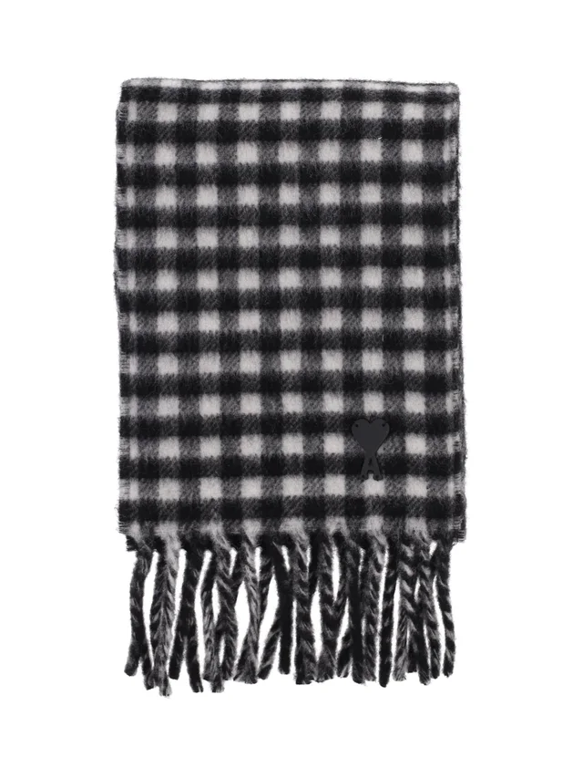 Ami Paris AMI Checked Fringed Scarf, photo 2 of 3 from SENSER