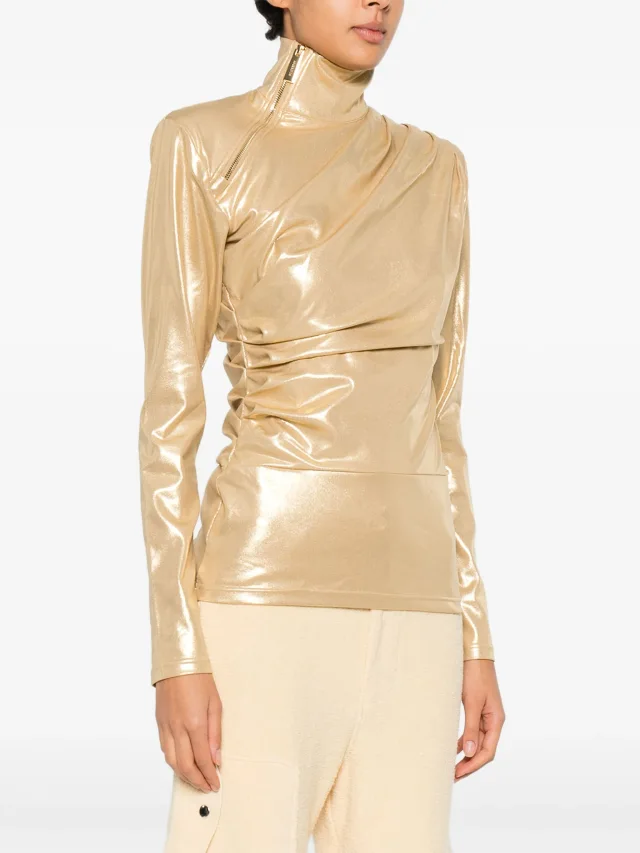 Goldbergh Solea zip ski top in Gold, photo 3 of 5 from FARFETCH