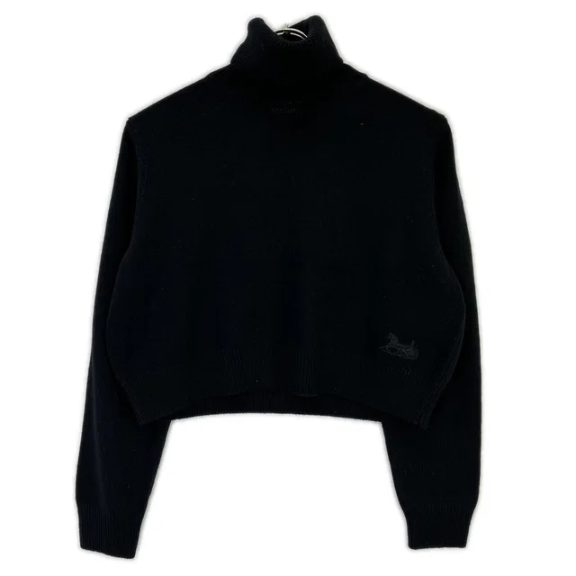 Celine Saruki Embroidery Cashmere Turtleneck Short Length Knit Sweater in Cashmere from The Reluxe