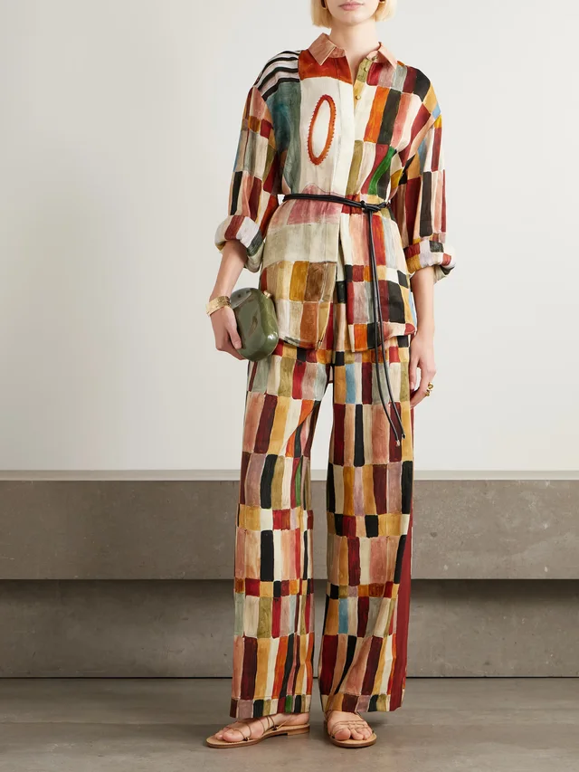 ALÉMAIS + LRNCE Majorelle printed linen and silk-blend shirt in Brown, photo 2 of 2 from NET-A-PORTER (Canada)