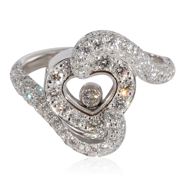 Chopard Happy Diamond Heart Ring in 18k White Gold 0.86 CTW in White from myGemma