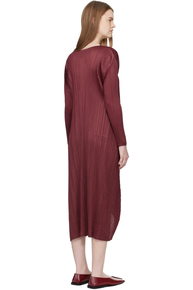 PLEATS PLEASE ISSEY MIYAKE Burgundy Monthly Colors October Midi Dress, photo 3 of 4 from SSENSE