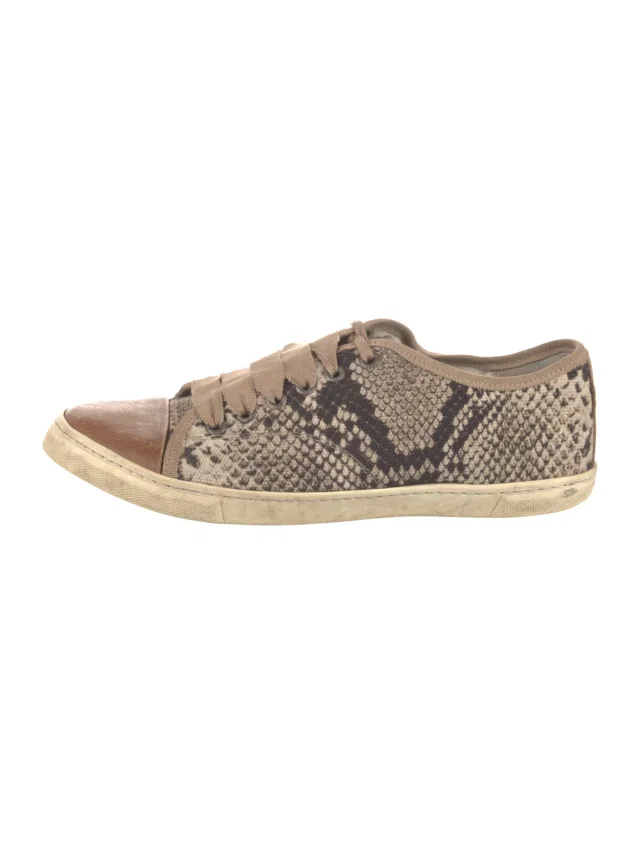 Lanvin Animal Print Leather Trim Embellishment Sneakers in red|brown Leather from The RealReal