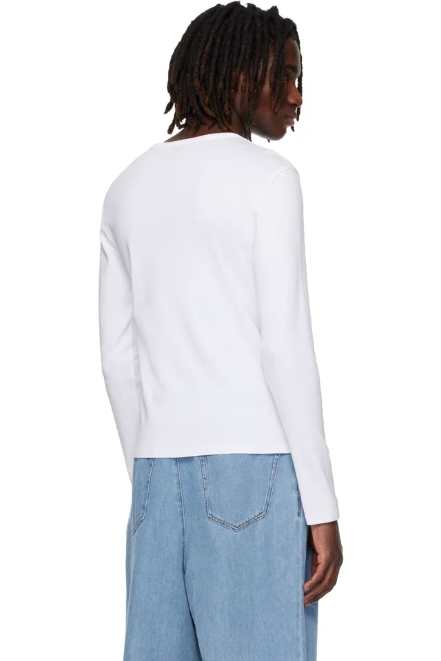Rhude White Logo LS Henley, photo 3 of 4 from SSENSE