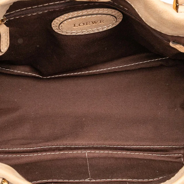 Tan LOEWE Nubuck Anagram Madrid Fringe Shoulder Bag in Brown Suede from Designer Revival, photo 2 of 2