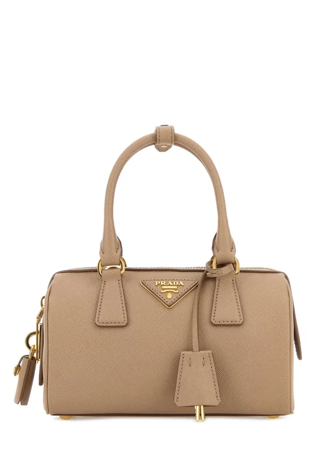 Prada Bauletto Top Handle Bag — Beige in Beige Saffiano leather from HEWI
