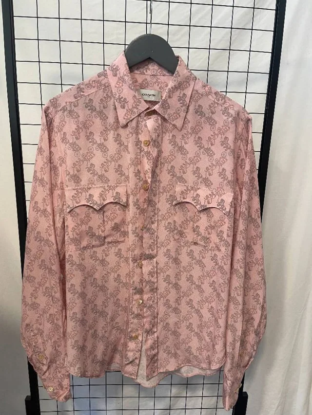 Coach button up dress shirt Pink Size: L in Pink from Oxfam Online Shop