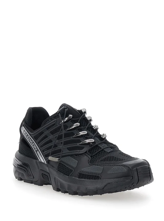 SALOMON Black Low Top Sneakers with drawstring closure and logo lettering on the side in tech fabric unisex in Black, photo 4 of 8 from Gaudenzi Boutique