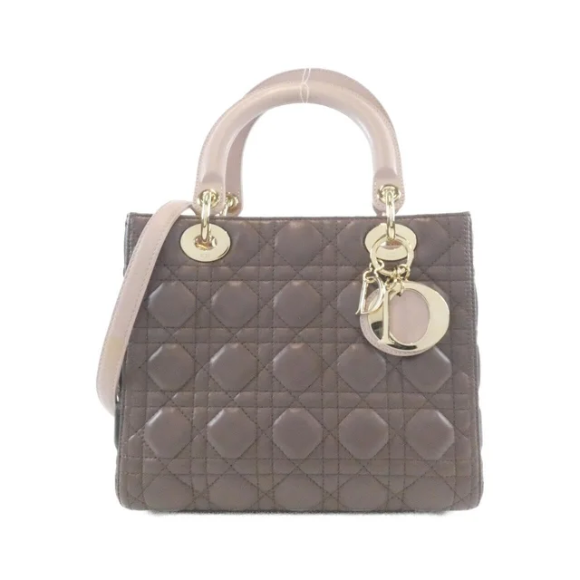 Lady DIOR Medium Bag in GRAY+BLACK+PINK / GOLD hardware leather from KOMEHYO