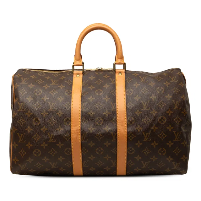 Brown Louis Vuitton Monogram Keepall 45 Travel Bag in Brown Coated canvas from Designer Revival