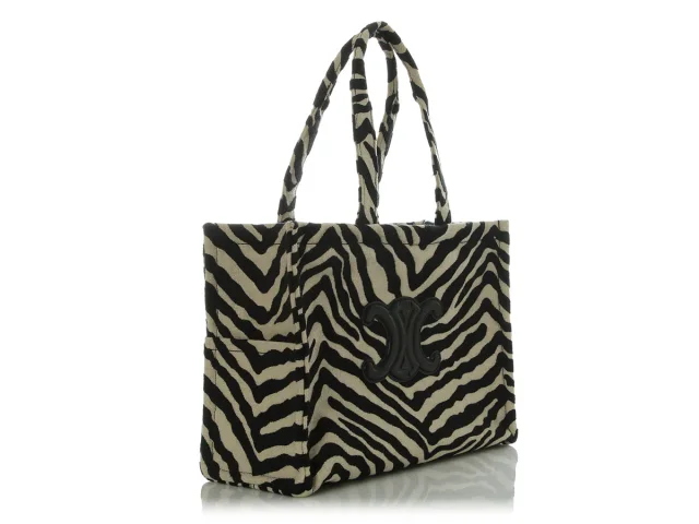 Celine Large Natural and Black Canvas Triomphe Cabas Tote in Black Canvas from Ann's Fabulous Finds, photo 5 of 9