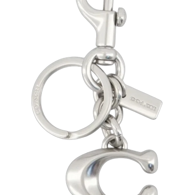 Coach Metal Logo Charm Key Case — Silver Keychains in Silver from HEWI