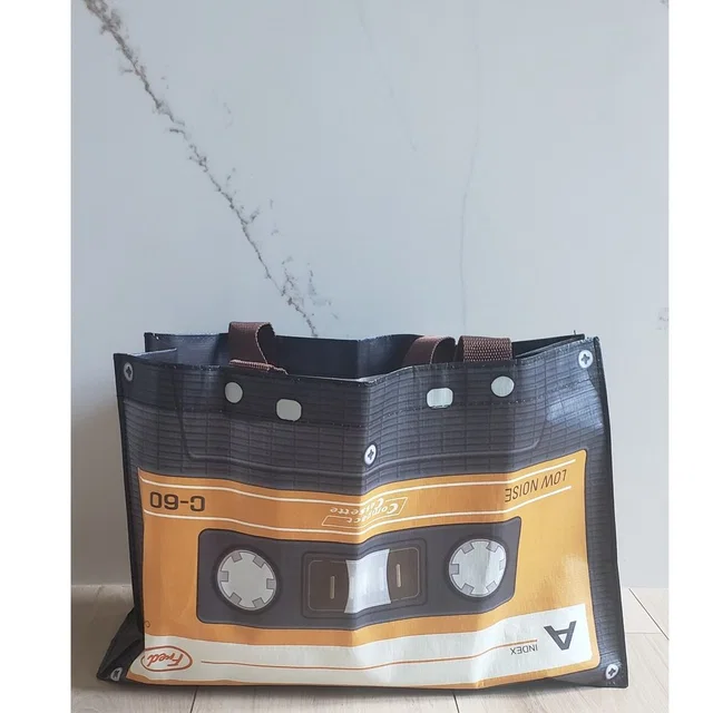 FRED & Friends Cassette Tape Reusable Shopping Tote Bag Novelty Truffle Shuffle in orange|black from Poshmark