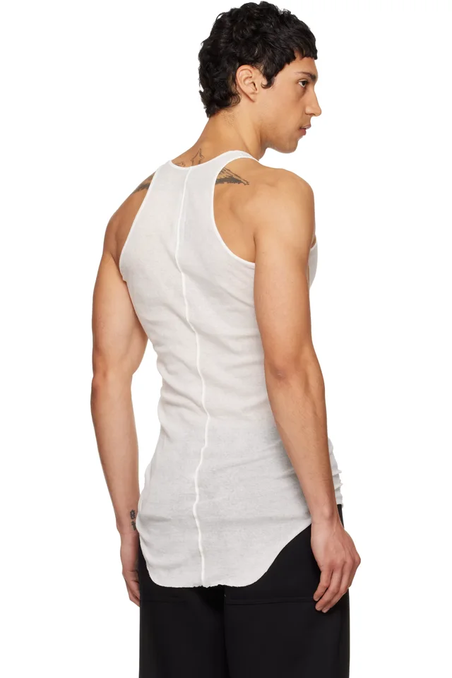 Rick Owens White Temple Basic Rib Tank Top, photo 3 of 4 from SSENSE