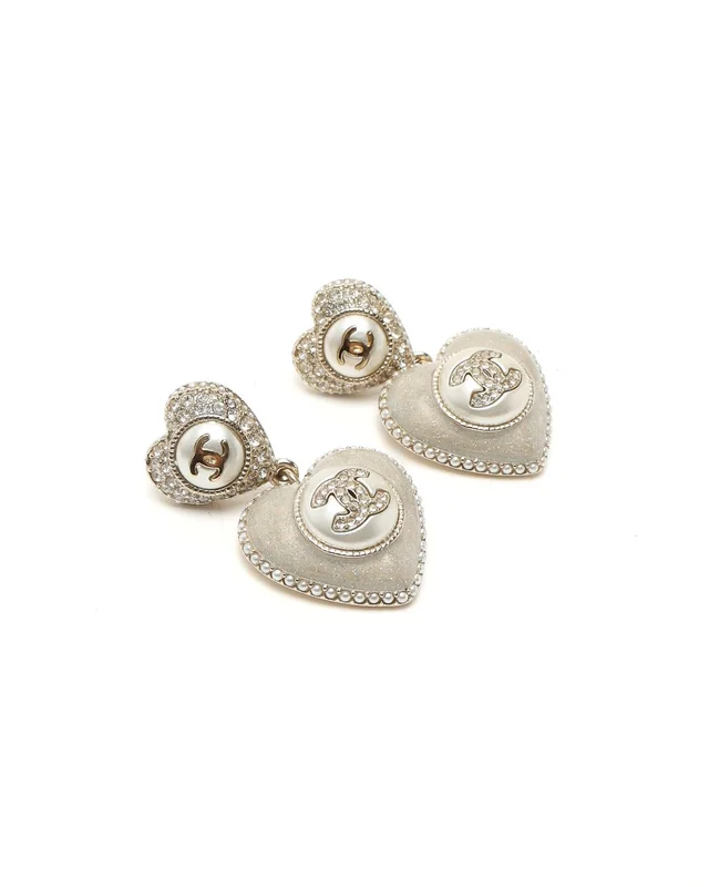 Chanel Coco Mark Heart Rhinestone Earrings from A Retro Tale, photo 3 of 6