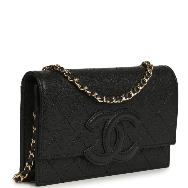 Chanel "Neo Filigree" Wallet on Chain WOC Black Grained Calfskin Gold Hardware in Black Caviar leather from Madison Avenue Couture, photo 2 of 9