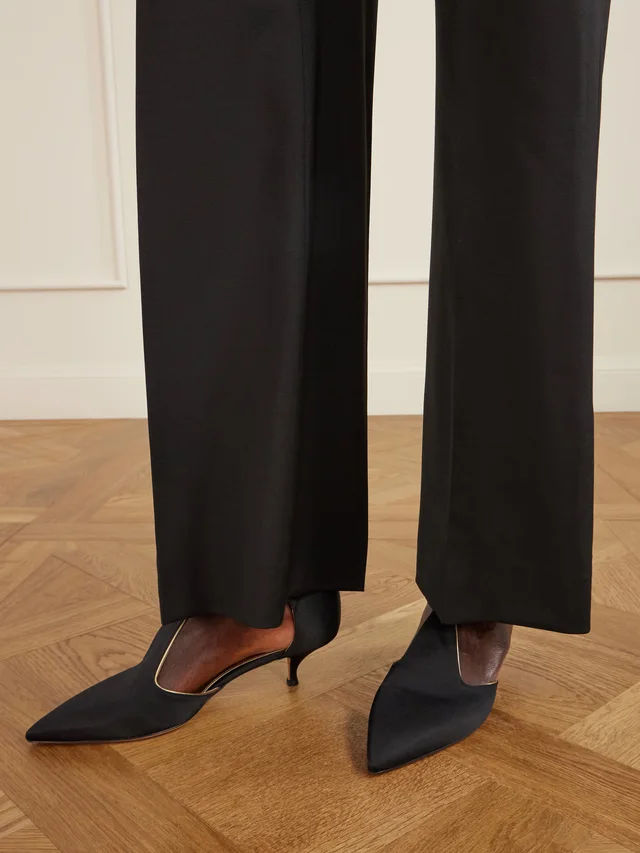 EMME PARSONS Leandra leather-trimmed satin pumps in Black, photo 2 of 2 from NET-A-PORTER (Canada)