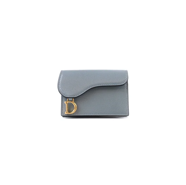 Dior Saddle Blue Card Holder in Blue Goatskin from The Purse Affair
