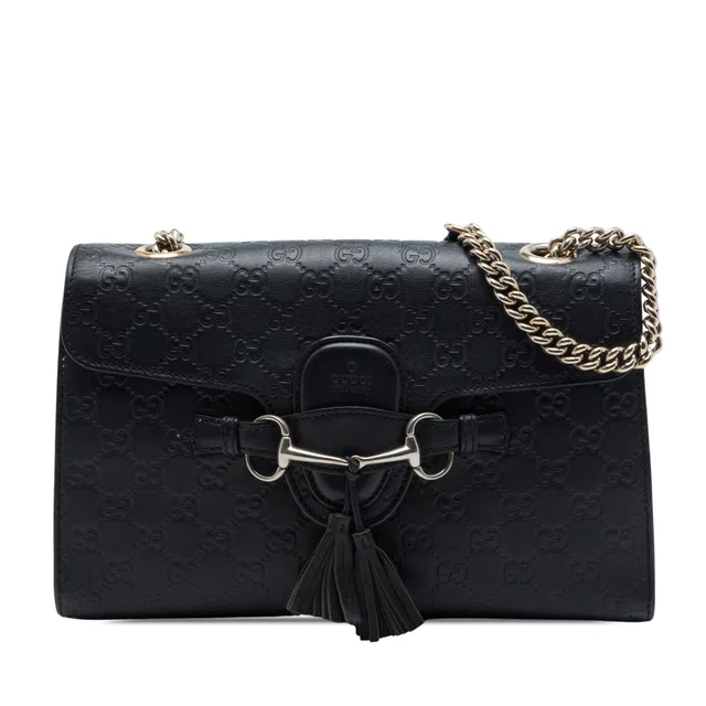 Black Gucci Medium Guccissima Emily Shoulder Bag in Black Leather from Designer Revival, photo 1 of 1