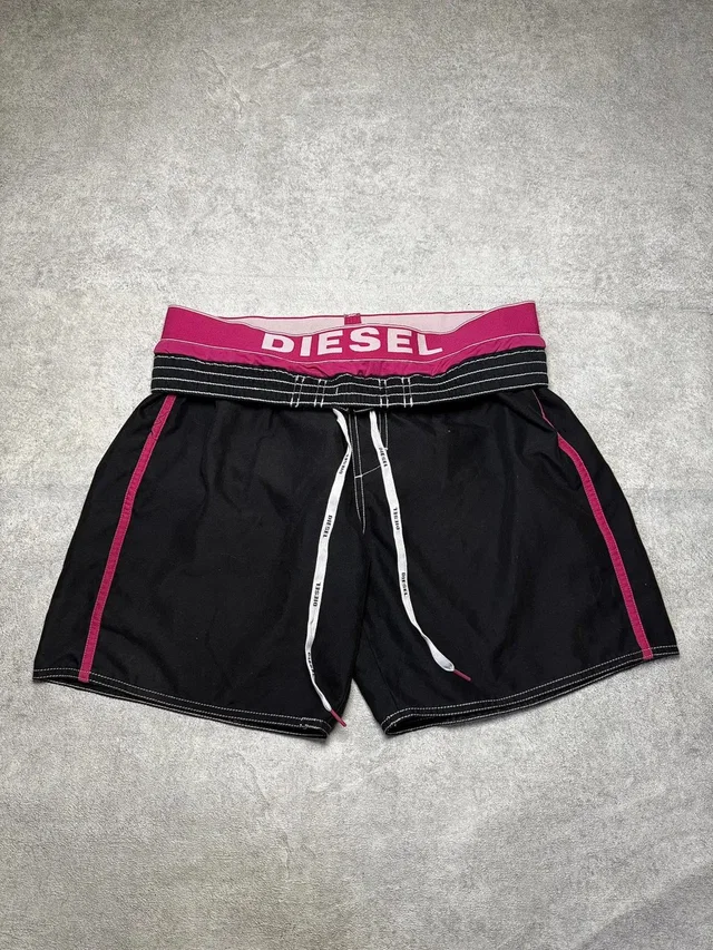 Diesel Y2K Shorts Pink Logo Archive Cyber Aesthetic Grail in black from Grailed