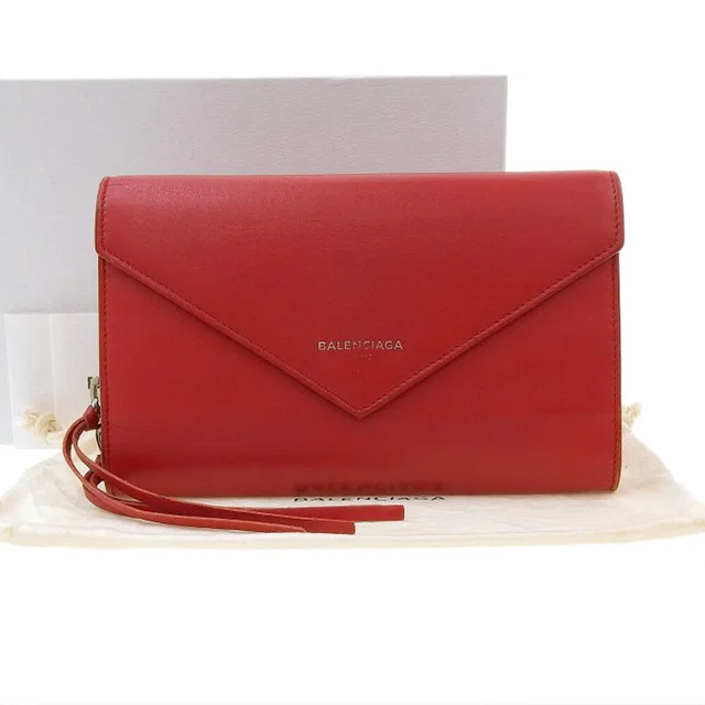 Balenciaga Leather Zip Around Wallet Red in Red Leather from LuxUness