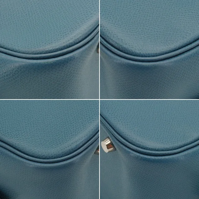 Hermès Plume 28 Blue Jean Veau Epsom Hand Bag 2005 Square I Palladium Hardware in Blue Epsom leather from Luxury Promise, photo 2 of 2