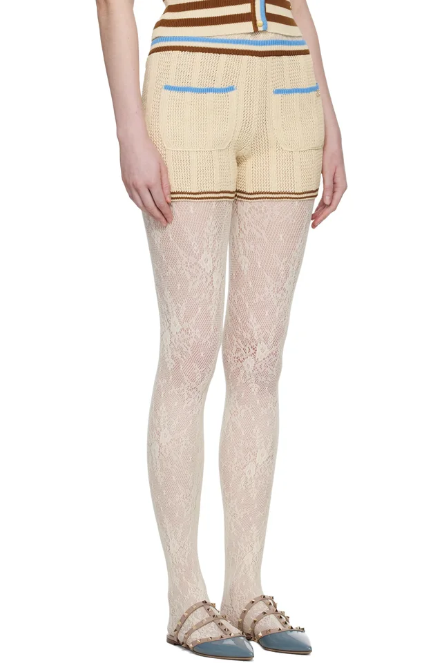 Valentino Beige Cotton Shorts, photo 2 of 4 from SSENSE