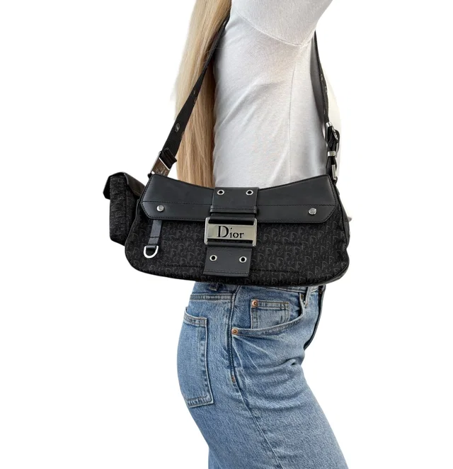 Dior Vintage 2002 Trotter Street Chic Columbus Shoulder Bag Black in Black from Luxury Promise