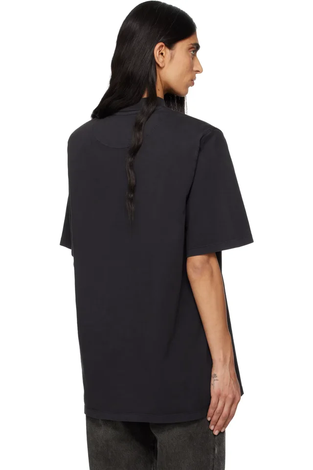 The Attico Black Padded Shoulder T-shirt, photo 3 of 4 from SSENSE