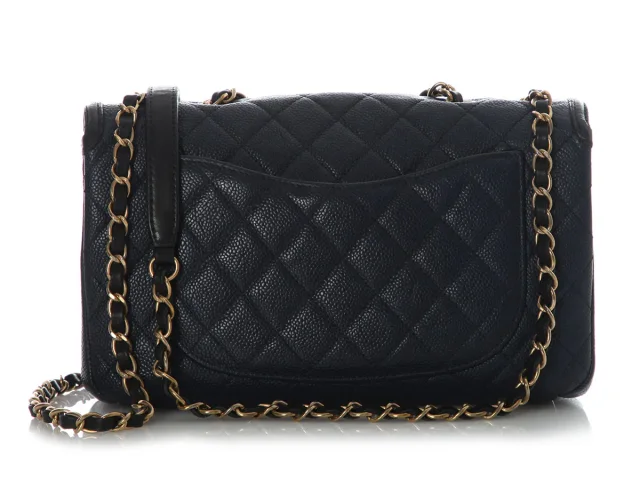 Chanel Medium Navy and Black Quilted Caviar CC Filigree Flap in Black Caviar leather from Ann's Fabulous Finds, photo 4 of 9