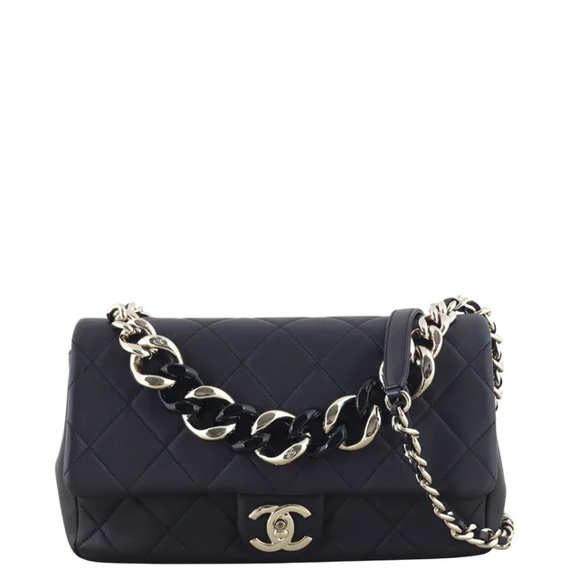 Chanel Elegant Plexi Double Chain Flap Bag in Leather from Luxe.It.Fwd