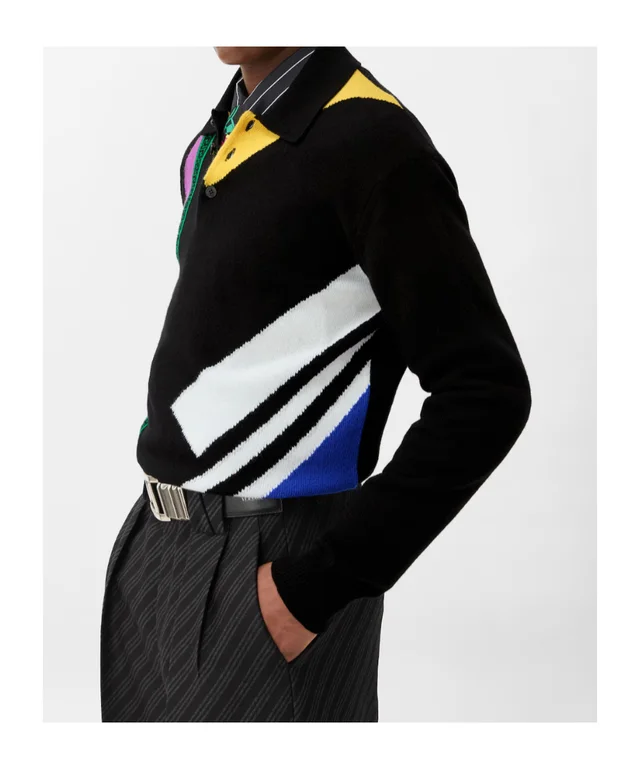 Versace wool intarsia knit polo jumper, photo 2 of 3 from SENSER